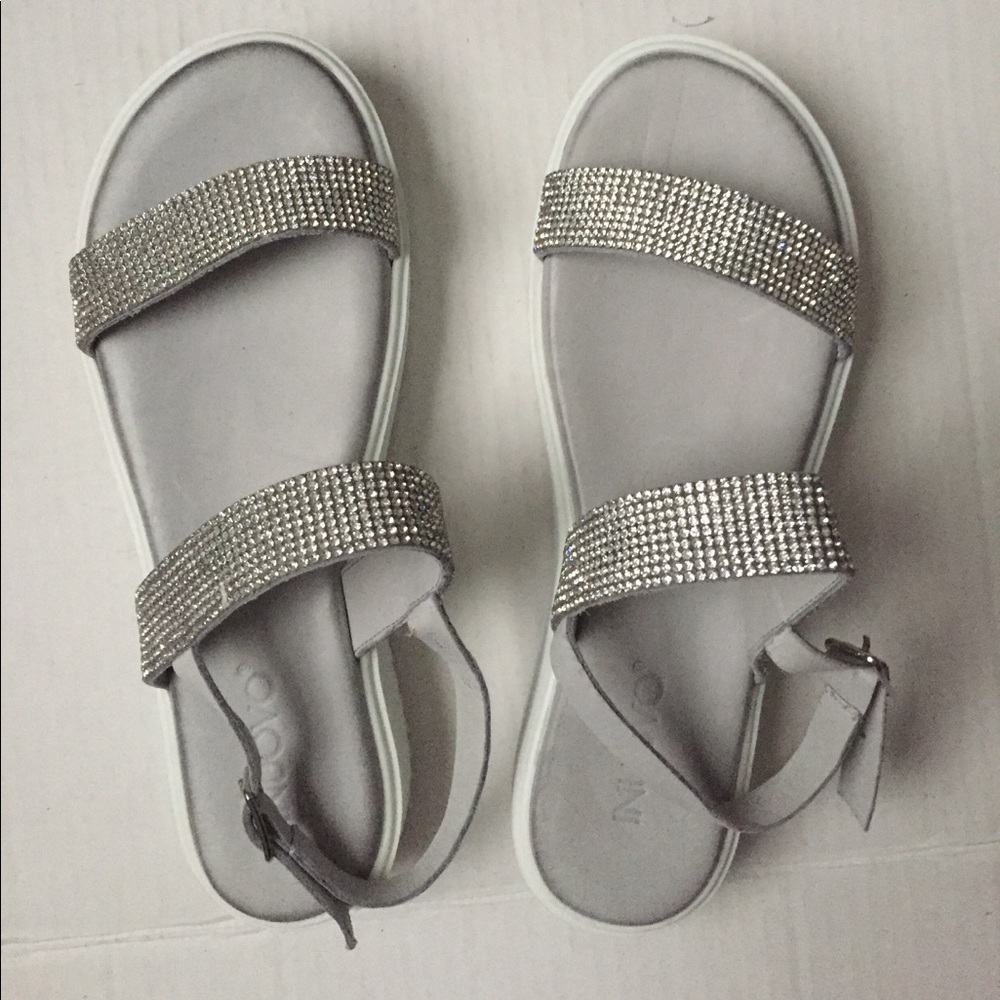 Free People Silver Baja Embellished Sandals EUR 38